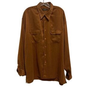 North 44 Brown Suede Feel Long Sleeve Button Up Shirt Size XL Preowned